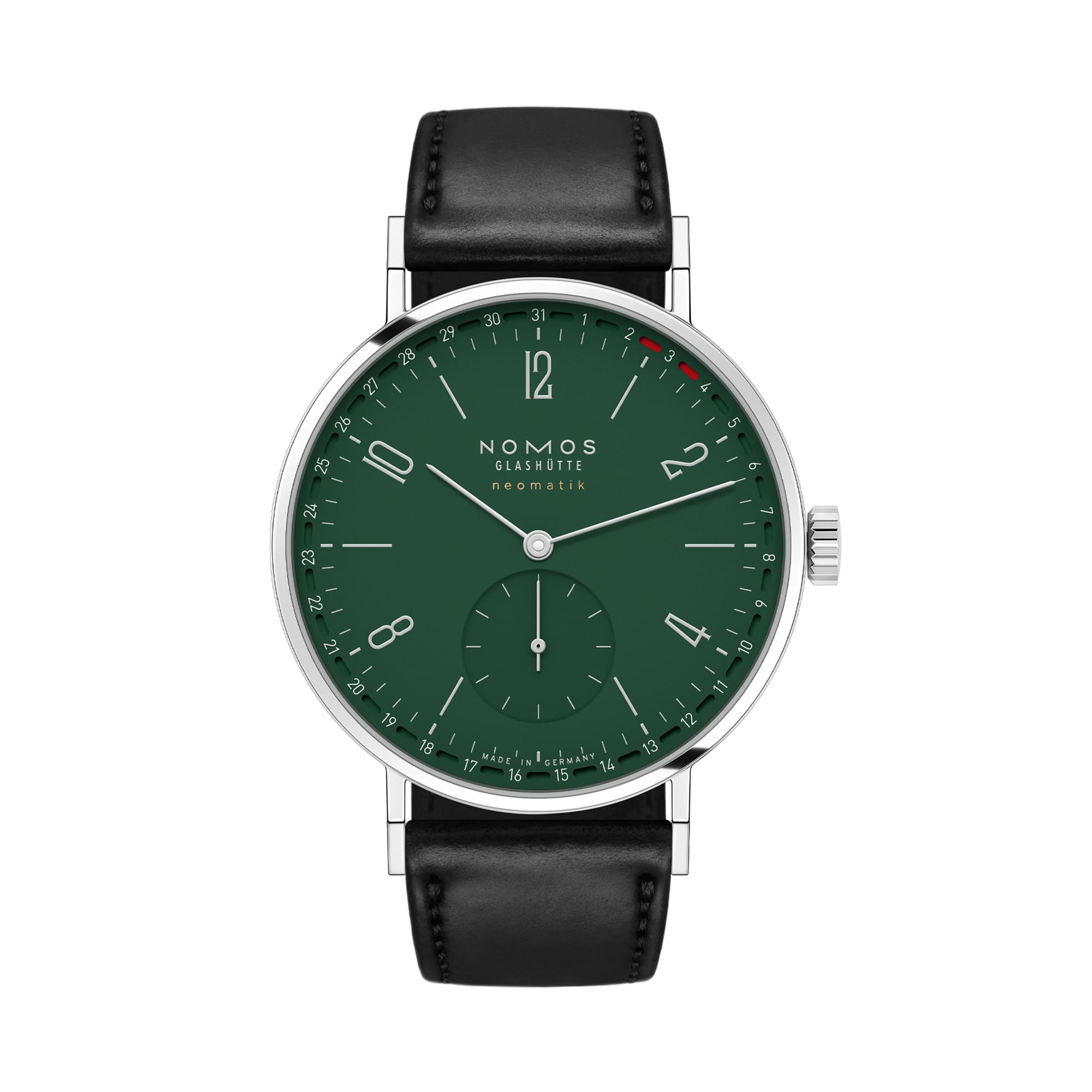 Tangente Neomatik 38 Update Waldgrün - Saphirglasboden von NOMOS Glashütte bei Juwelier Herbert Mayer in Augsburg